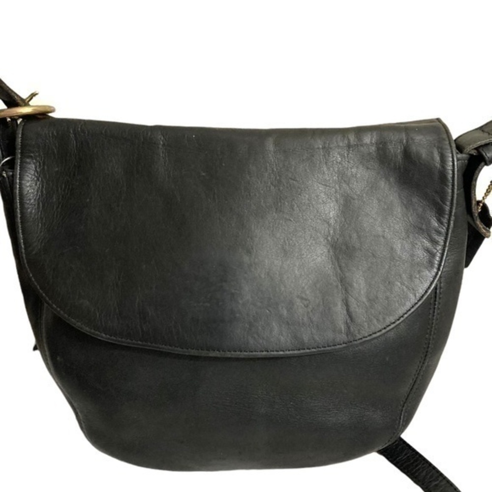 Coach black leather vintage Carlton flap crossbody bag rare